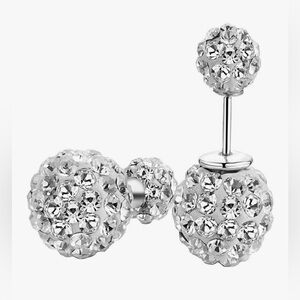 Cute Nordstrom Sterling Silver Swarovski Crystal pearl Two face earrings